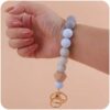 Wholesale Wooden Octagon Hand Silicone Beaded Wrist Keychain