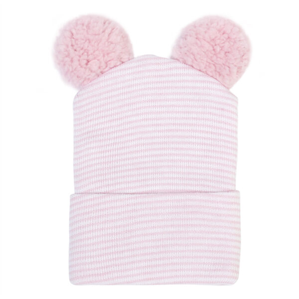 Wholesale Autumn and Winter Double-layer Thick Warm Baby Knitted Double Wool Ball Pullover Hat
