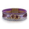 Wholesale Multilayer Braided Leather Double Circle Magnet Buckle Bracelet