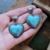 Wholesale Western Style Heart Red Turquoise Earrings