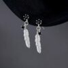 Wholesale Silver Needle Feather Copper Earrings
