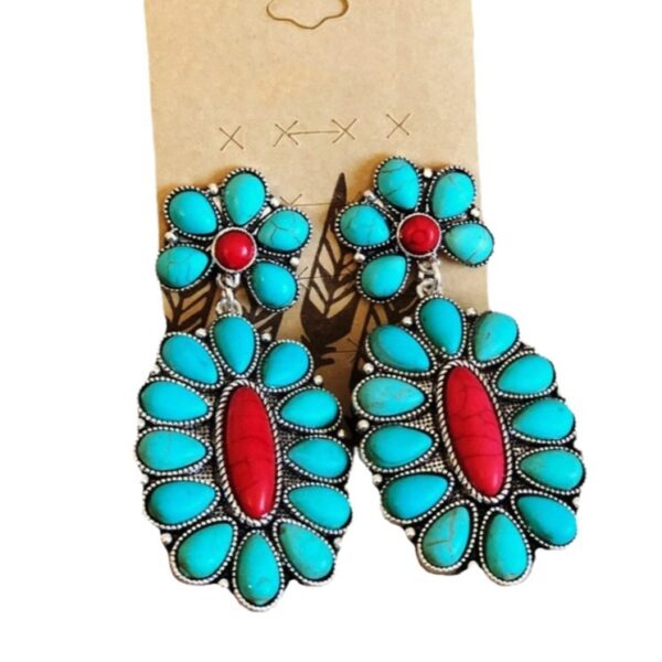 Wholesale Antique Silver Turquoise Metal Earrings