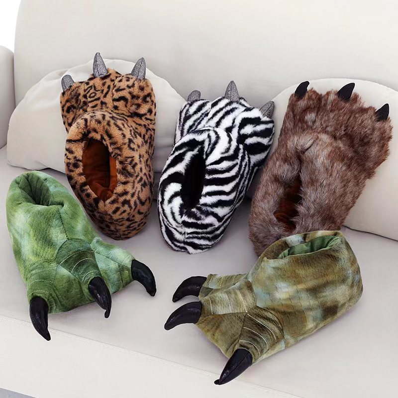 Wholesale Plush Non-slip Winter Cartoon Paw Slippers