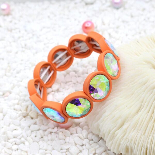 Wholesale Enamel Colored Rubber Lacquer Gemstone Flower Crystal Colored Glass Bracelet