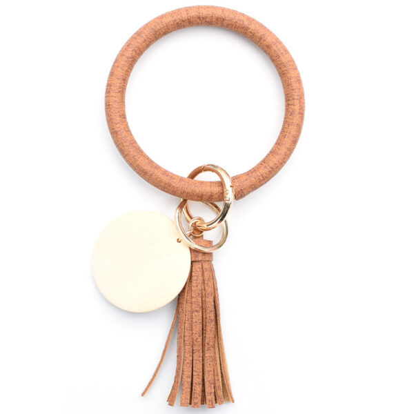 Wholesale Imitation Linen PU Leather Bracelet Keychain