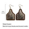 Wholesale Genuine Leather Vintage Cow Brand Smudged Horse Hair Inlaid Western Fashion Earrings