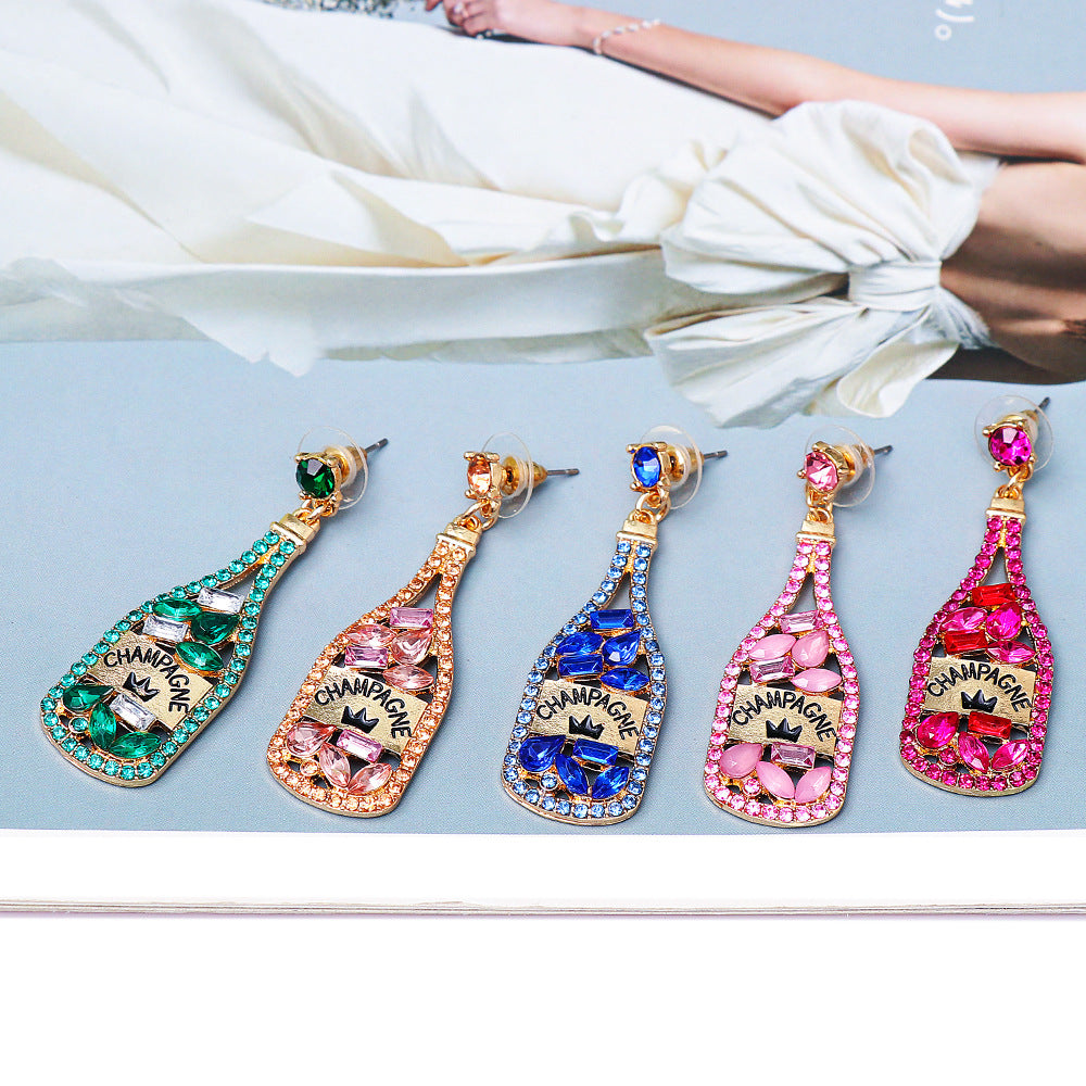 Wholesale Party Wine Bottle Alloy Earrings