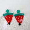 Wholesale Acrylic Watermelon Earrings Fruit Funny