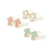 Wholesale Drip Oil Inlaid Zircon Cross Earrings