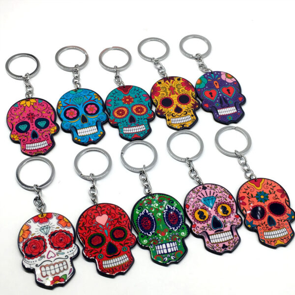 O1CN011SFIDI1czMePAxQeC_2211273843671-0-cib Wholesale Acrylic Halloween Mexican Skull Keychain