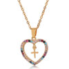 Wholesale Color Zircon Cross Heart Copper Necklaces