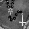 O1CN011TS2Na21w2GkzNKFR_2212819817048-0-cib Wholesale Alloy Circle Pentagram Cross Black Beaded Necklace