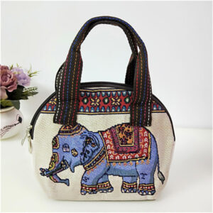 Khaki Blue Elephant Shell Bag