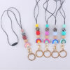 Wholesale Cartoon Rainbow Silicone Bead Hanging Rope Identification Necklace Keychain