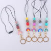 Wholesale Cartoon Rainbow Silicone Bead Hanging Rope Identification Necklace Keychain
