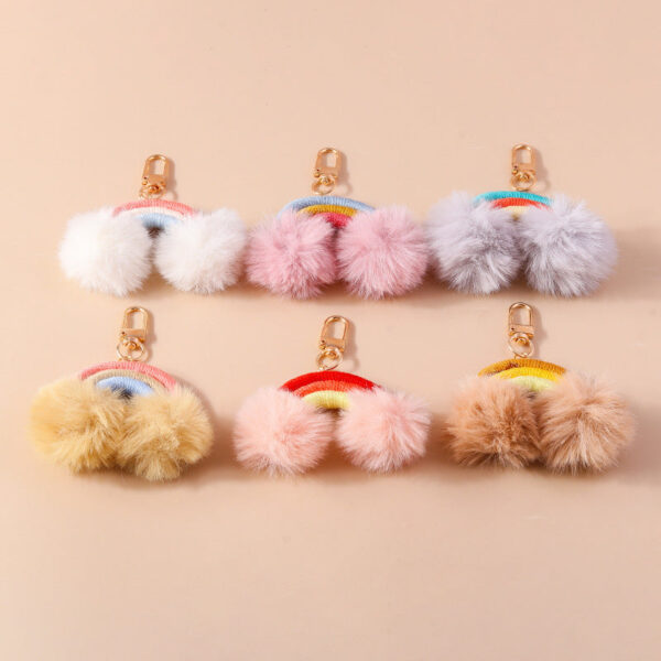 O1CN011WWUhT2KzDnwcJl5Y__2211051639627-0-cib Wholesale Cartoon Fur Ball Hand Knitted Rainbow Keychain