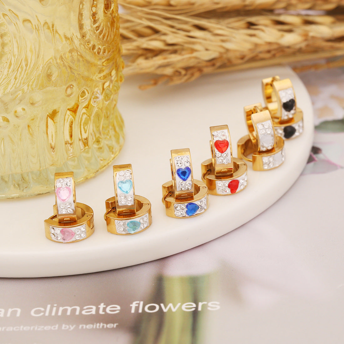 Wholesale Clay Heart Stainless Steel Earrings