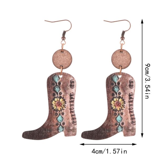 Wholesale of Western Style Plants, Flowers, Retro Ethnic Style Long Boots, Wooden Earrings