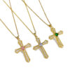 Wholesale Brass Gold Plated Cross Pendant Zircon Cast Titanium Steel Chain Necklaces