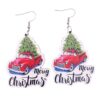 Wholesale Red Car Skateboard Santa Wooden Earrings Christmas