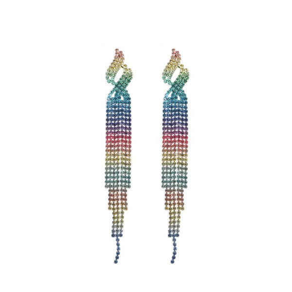Wholesale Colorful Super Sparkling Rhinestone Long Tassel Earrings