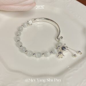 White Beaded Suzuki Half Bracelet