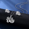 Wholesale Mother's Day Stainless Steel Earrings Necklace Jewelry Set
