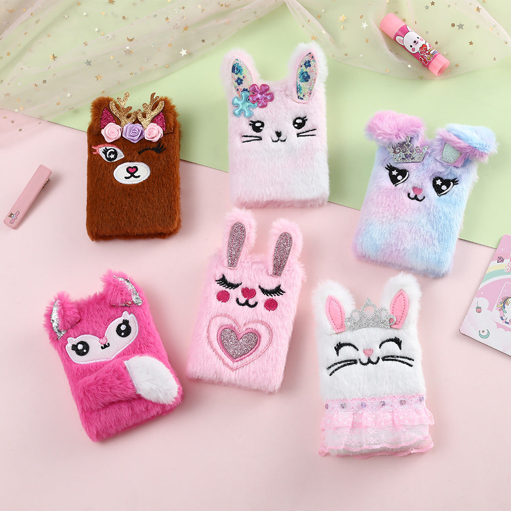 Wholesale Cartoon Bunny Plush rtable Mini cket Student Diary