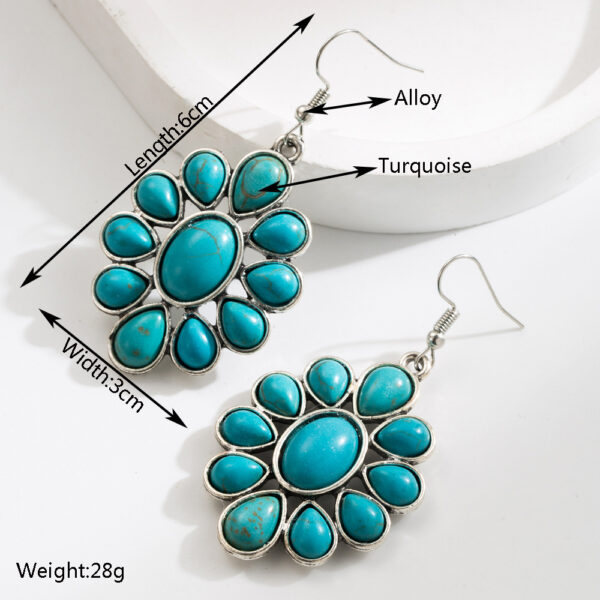 Wholesale Exaggerated White Turquoise Women's Fashion High Quality Ethnic Style Earrings Pendant