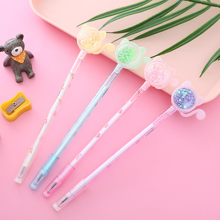 Wholesale Plastic Cat Sequin Ballint Pen