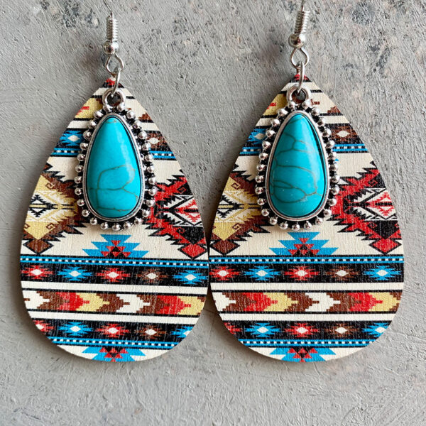 Wholesale Turquoise Pendant Vintage Fashion Western Bohemian Earrings
