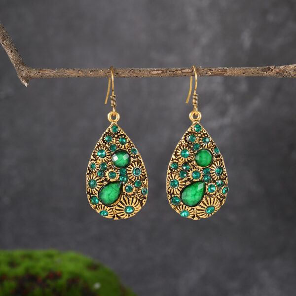 Wholesale Creative Water Drop Gem Set with Diamonds for Ancient Ethnic Style Earrings