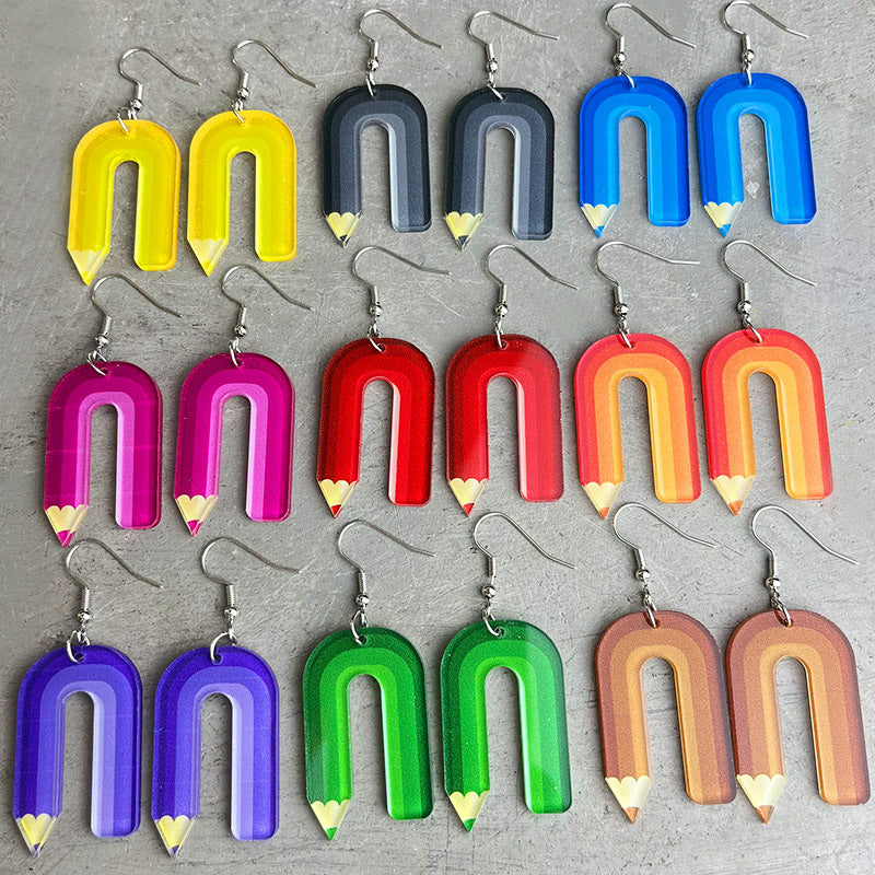 Wholesale Teachers Colored Pencil Art Acrylic Earrings