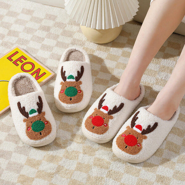 O1CN011nhFcS1ELvr5ICe6X__2595180336-0-cib-1 Wholesale New Christmas Elk Thick Anti-slip Cute Winter Cotton Slippers