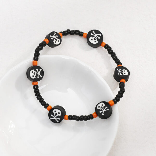 Wholesale Halloween Skeleton Bones, Soft Pottery, Rice Beads, Beaded Bracelets