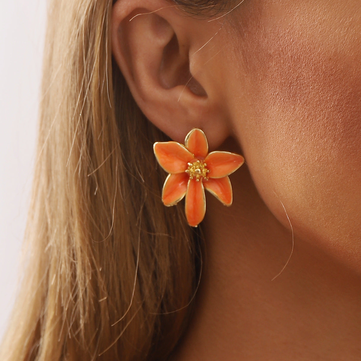 Wholesale Vintage Colored Enamel Flower Earrings