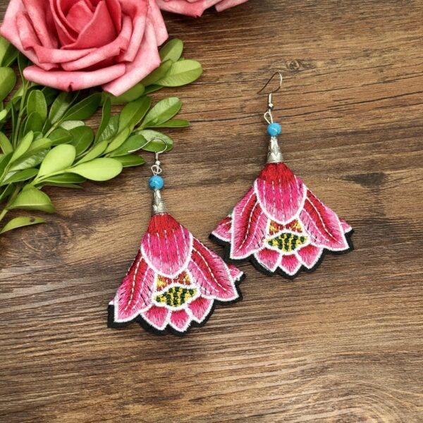 Wholesale Embroidery Flower Fabric Earrings