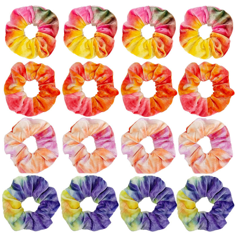 Wholesale Tie Dye Colored Veet Hair Scrunchies