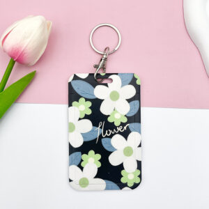 Five-leaf flower-white and green + round buckle