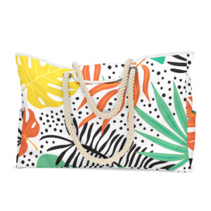 Beach bag-white background color leaves / Medium