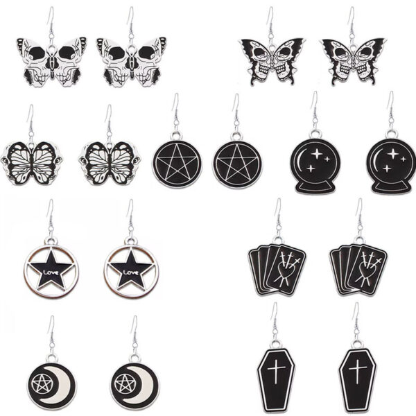 O1CN011rhmOI1POBjMhGwtR_2213249061830-0-cib Wholesale Halloween Punk Style Dark Butterfly Skull Series Skull Alloy Earrings