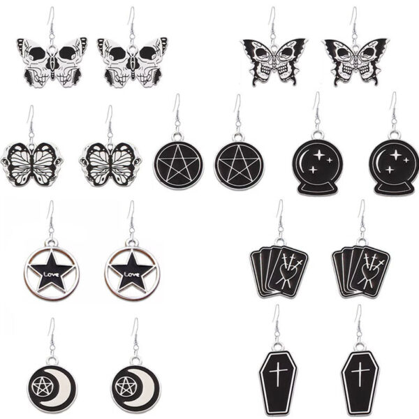 O1CN011rhmOI1POBjMhGwtR__2213249061830-0-cib Wholesale Halloween Punk Style Dark Butterfly Skull Series Skull Alloy Earrings