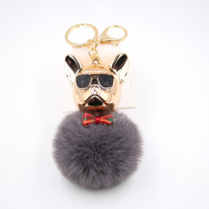Dark gray / Cool Dog fur ball keychain