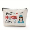 Wholesale Cotton and Linen Nurse Letter Print Storage Waterproof Linen Cosmetic Bag