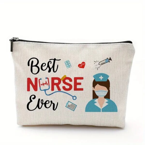 Wholesale Cotton and Linen Nurse Letter Print Storage Waterproof Linen Cosmetic Bag