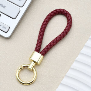 Green and light gold-burgundy / Spring ring braided buckle