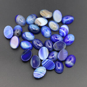 Blue striped agate / 13*18MM oval ring surface