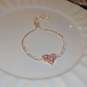 Pink zircon love bracelet