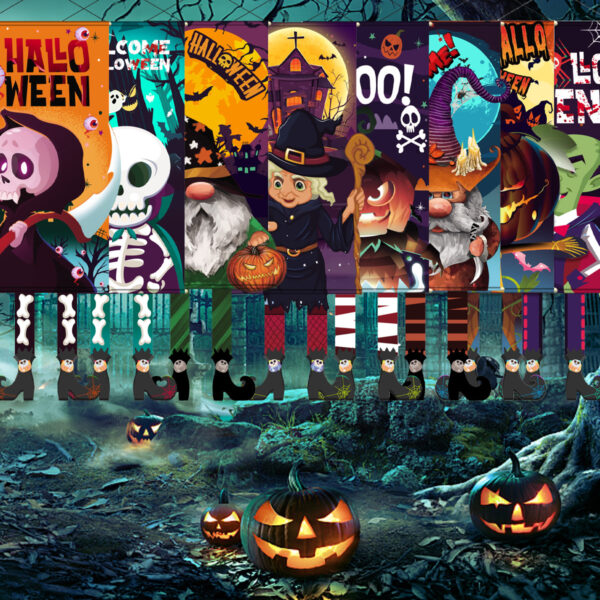 Wholesale Halloween Long Legs Dangling Elf White Ghost Hanging Flag Garden Non-woven Outdoor Banner