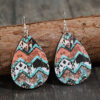 Wholesale Vintage Western Cow Pattern Droplet Leather Earrings